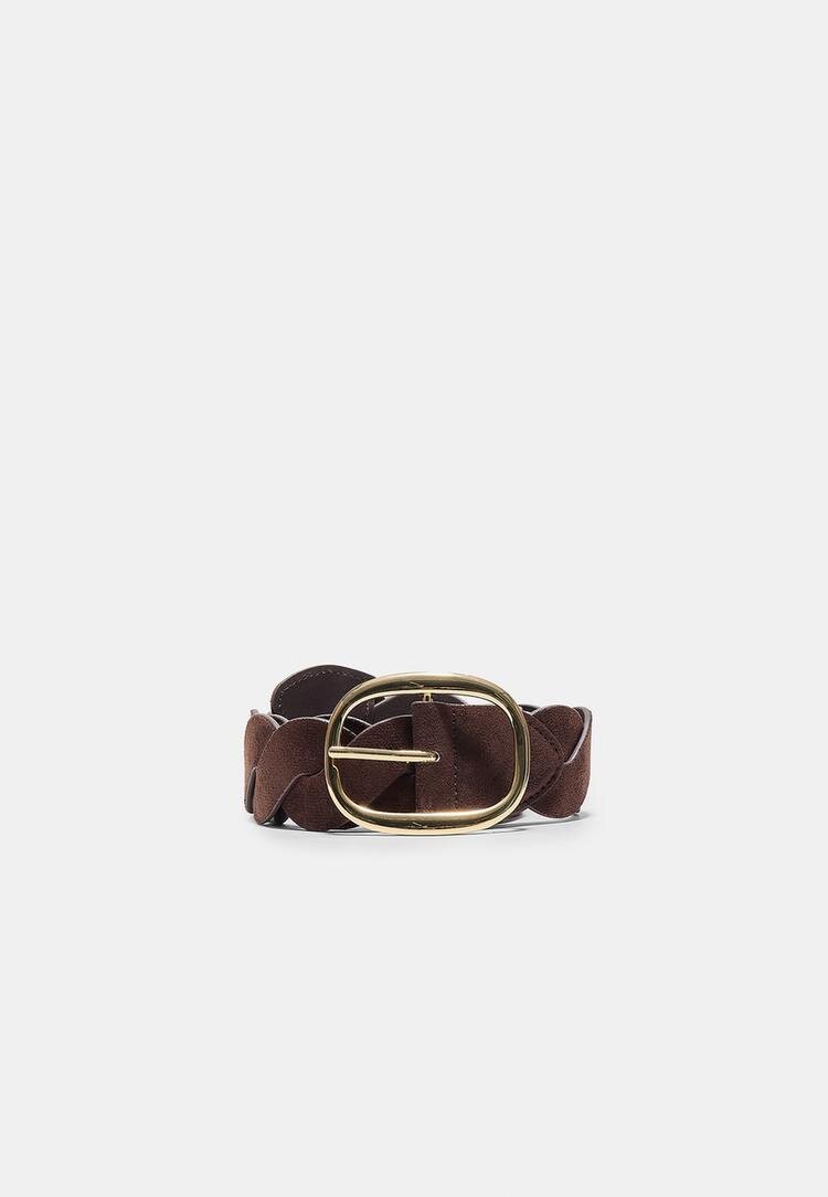Stradivarius Curea Împletită Lată Maro 80