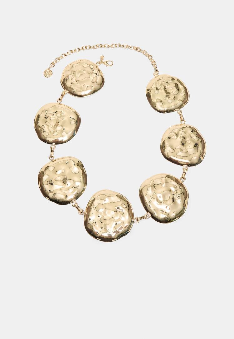 Stradivarius Curea Metal Cu Cercuri Mari Auriu M