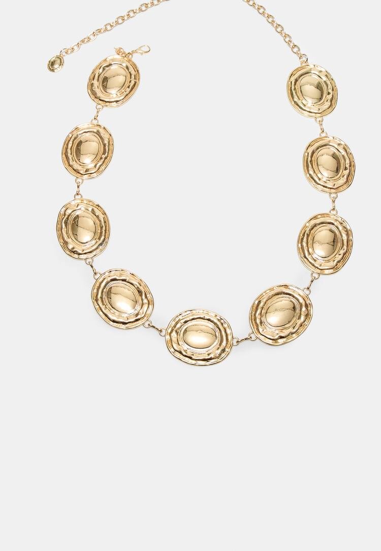 Stradivarius Curea Metal Cu Cercuri Xl Auriu S