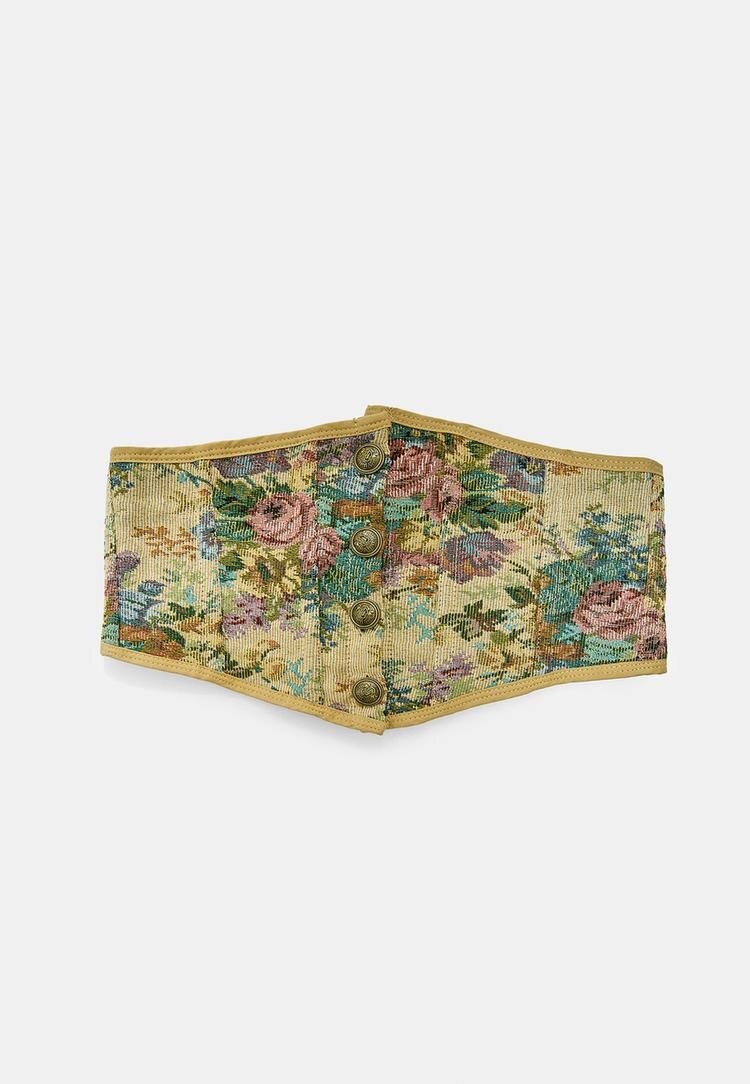 Stradivarius Curea Tip Corset Cu Imprimeu Piatră Os