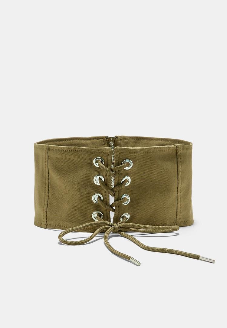 Stradivarius Curea Tip Corset Verde Măsliniu M