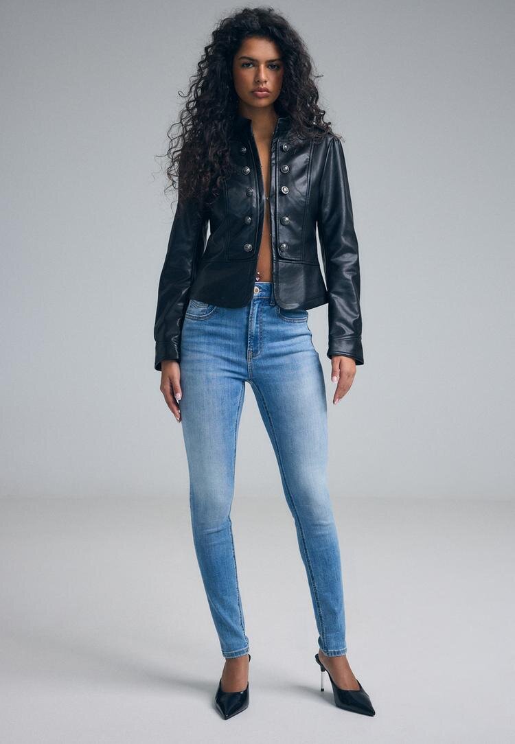 Stradivarius D07 Blugi Skinny Fit Visoki Struk Albastru Deschis 42