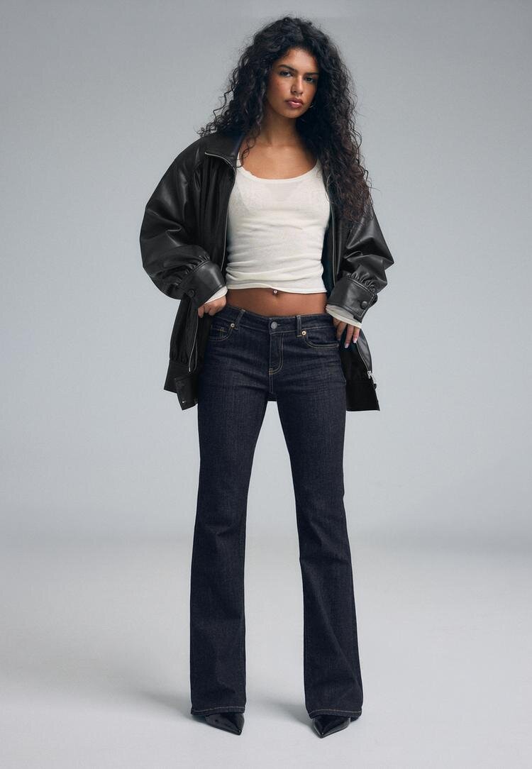 Stradivarius D67 Blugi Slim Bootcut Albastru Închis 44