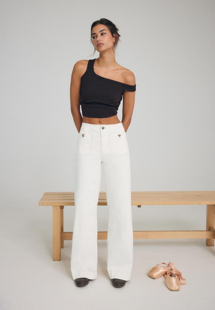 Stradivarius D77 Blugi Minimalist Cu Buzunare Vanilie 44