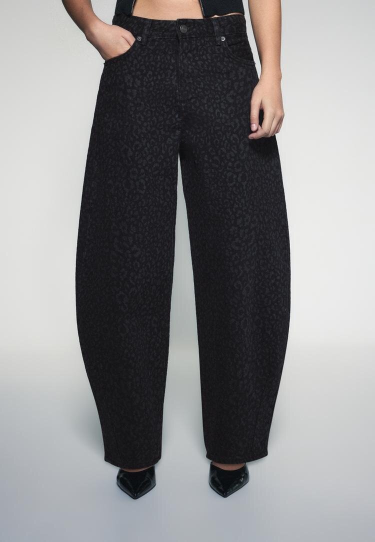 Stradivarius D80 Blugi Barrel Fit Negru Spălat 44