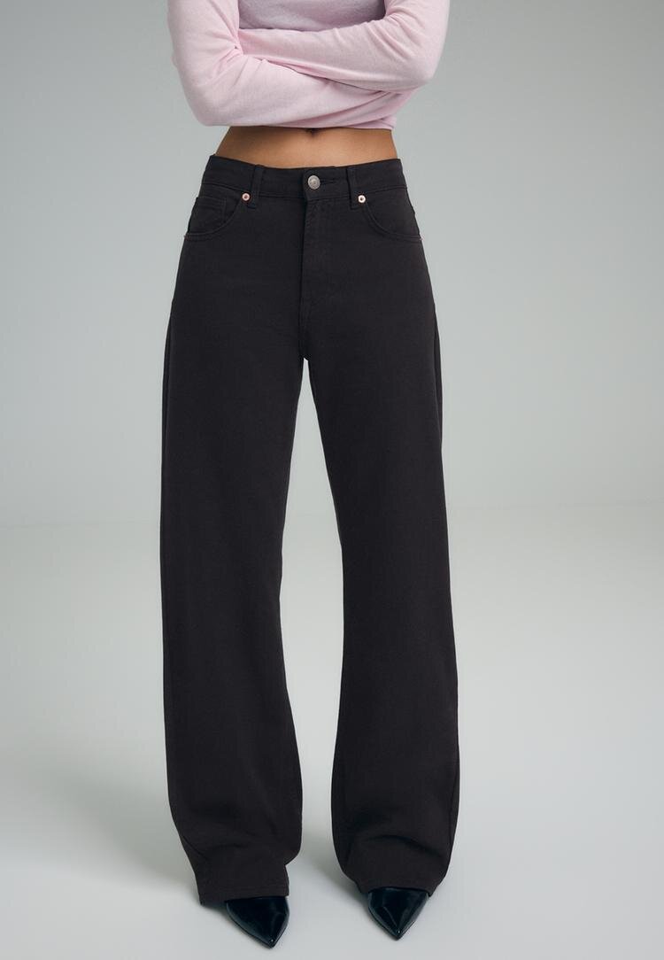 Stradivarius D92 Blugi Drepți Largi Negru 36