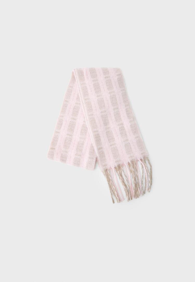 Stradivarius Fular Cu Dungi Roz Pastel Os