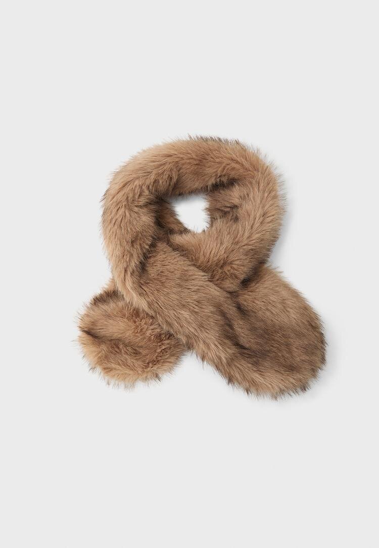 Stradivarius Fular Cu Imitație De Blană Maro Os