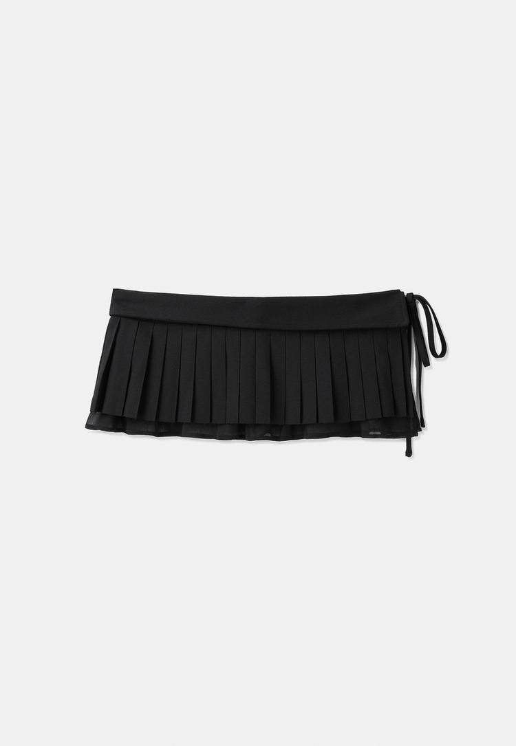 Stradivarius Fustă-Curea Plisată Negru S
