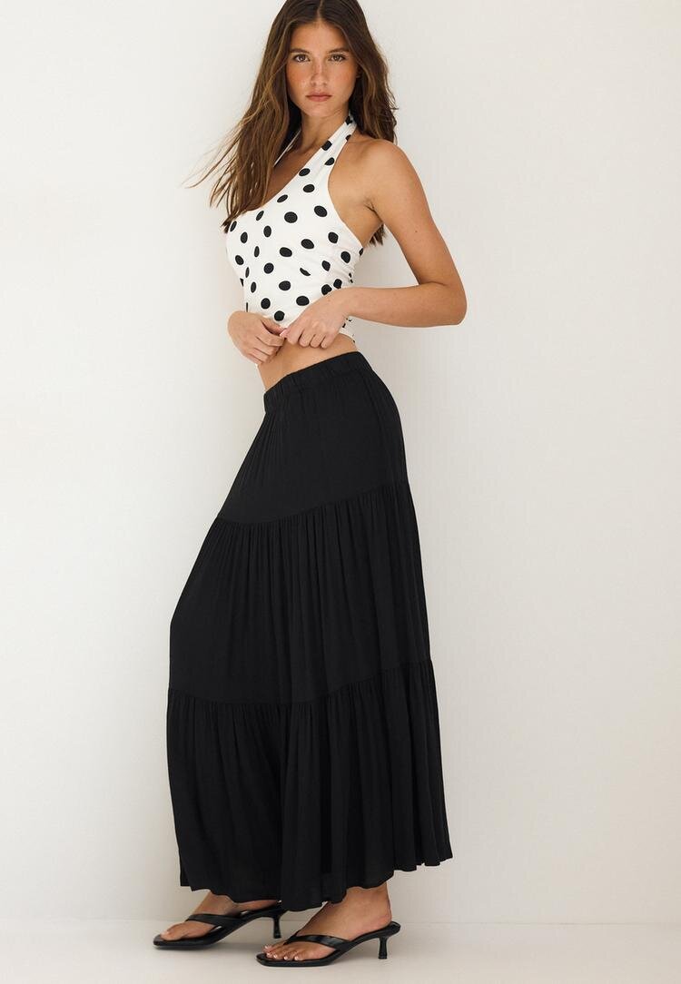 Stradivarius Fustă Midi Boho Negru L