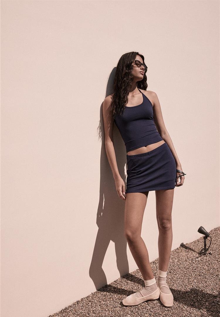 Stradivarius Fustă-Pantalon De Bază Din Jerseu Bleumarin Închis Xl