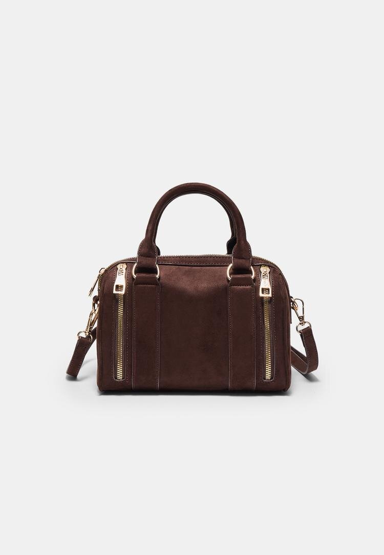 Stradivarius Geantă Crossbody Cu Detalii Cu Fermoare Maro Os