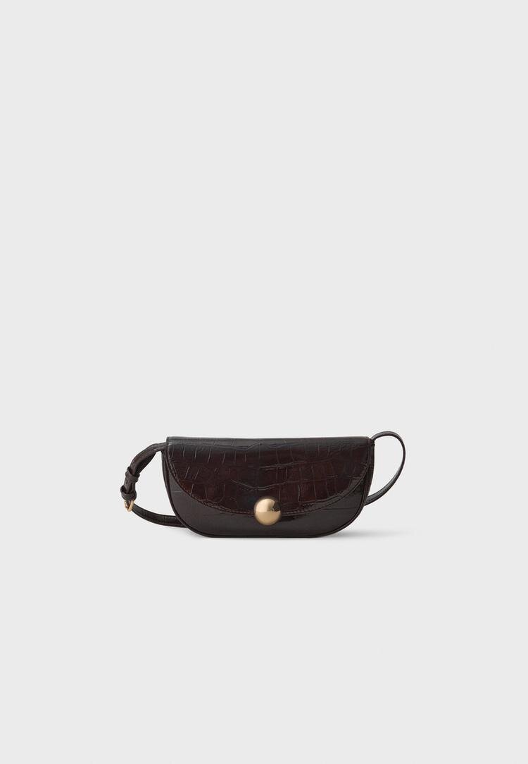 Stradivarius Geantă Crossbody Cu Închidere Cu Semibilă Maro Os