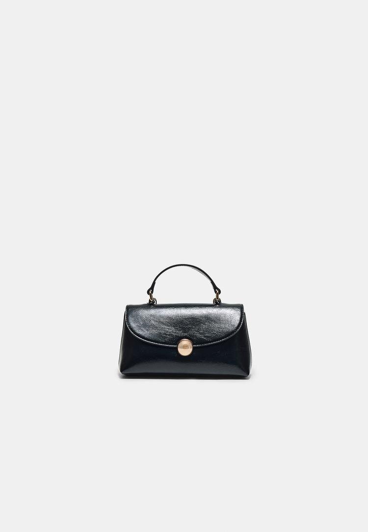 Stradivarius Geantă Crossbody Cu Închidere Sferică Negru Os