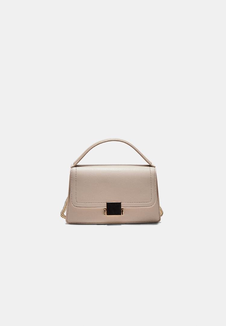 Stradivarius Geantă Crossbody Cu Mâner Dublu Ecru Os