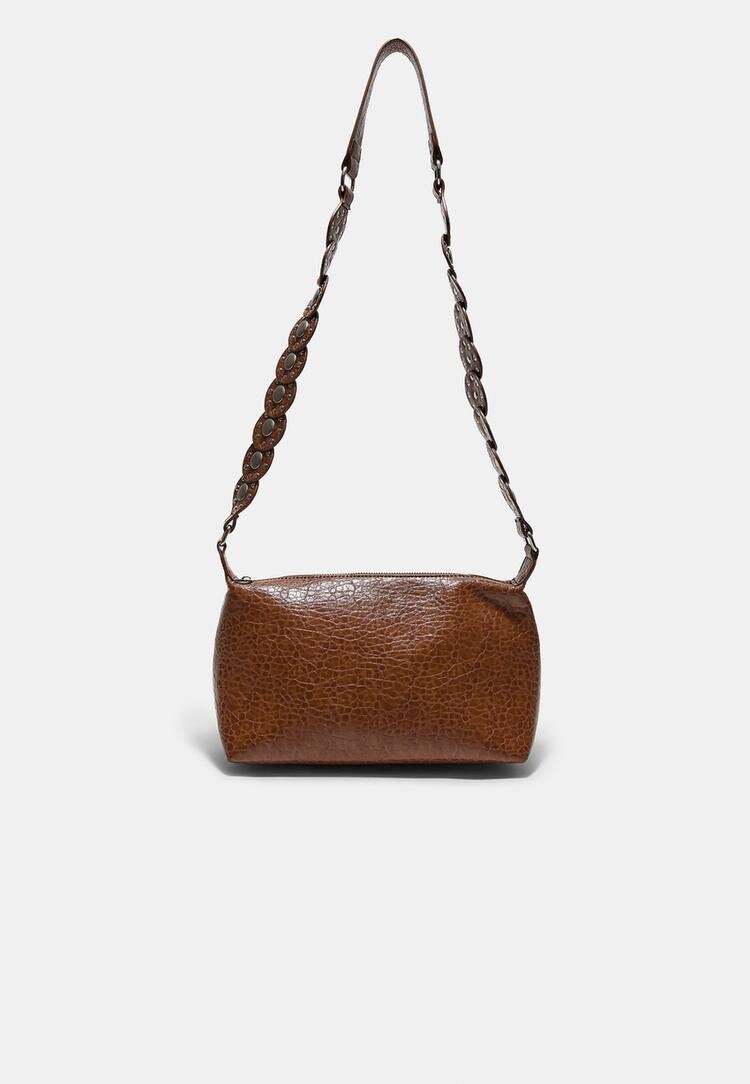Stradivarius Geantă Crossbody Cu Ținte Bej Deschis Os