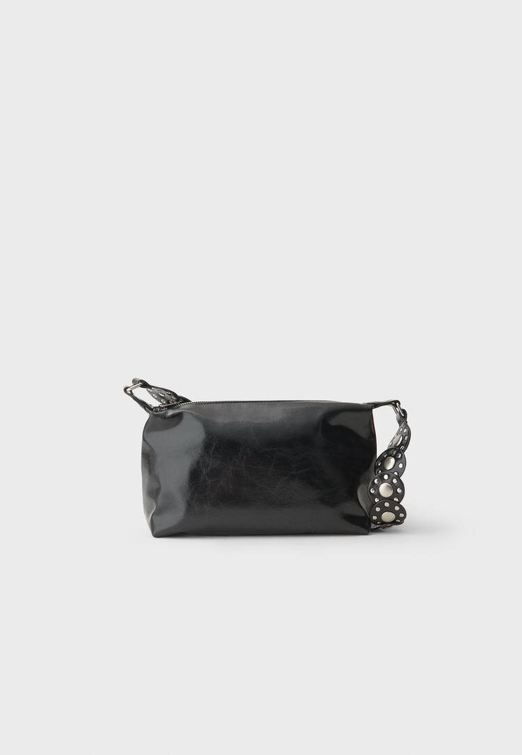 Stradivarius Geantă Crossbody Cu Ținte Negru Os