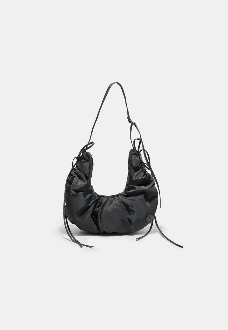 Stradivarius Geantă Crossbody Din Material Încrețit Negru Os