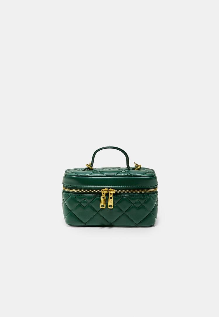 Stradivarius Geantă Crossbody Matlasată Cu Toartă Verde Sticlă Os