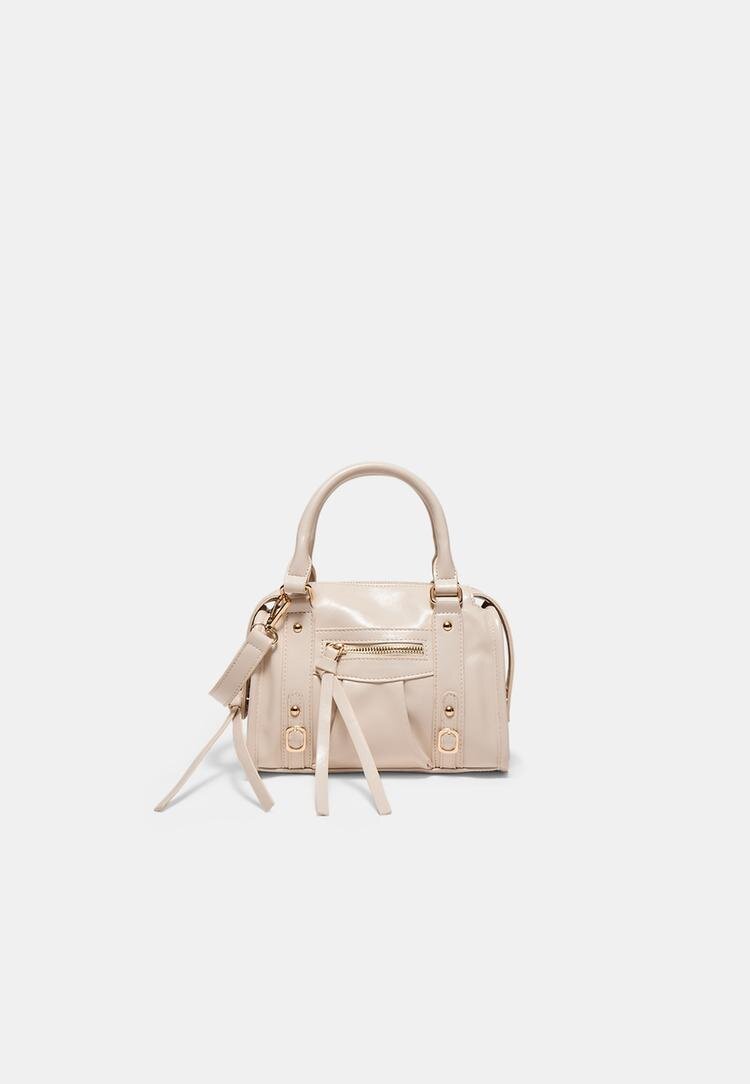 Stradivarius Geantă Crossbody Tip Bowling Cu Fermoar Ecru Os