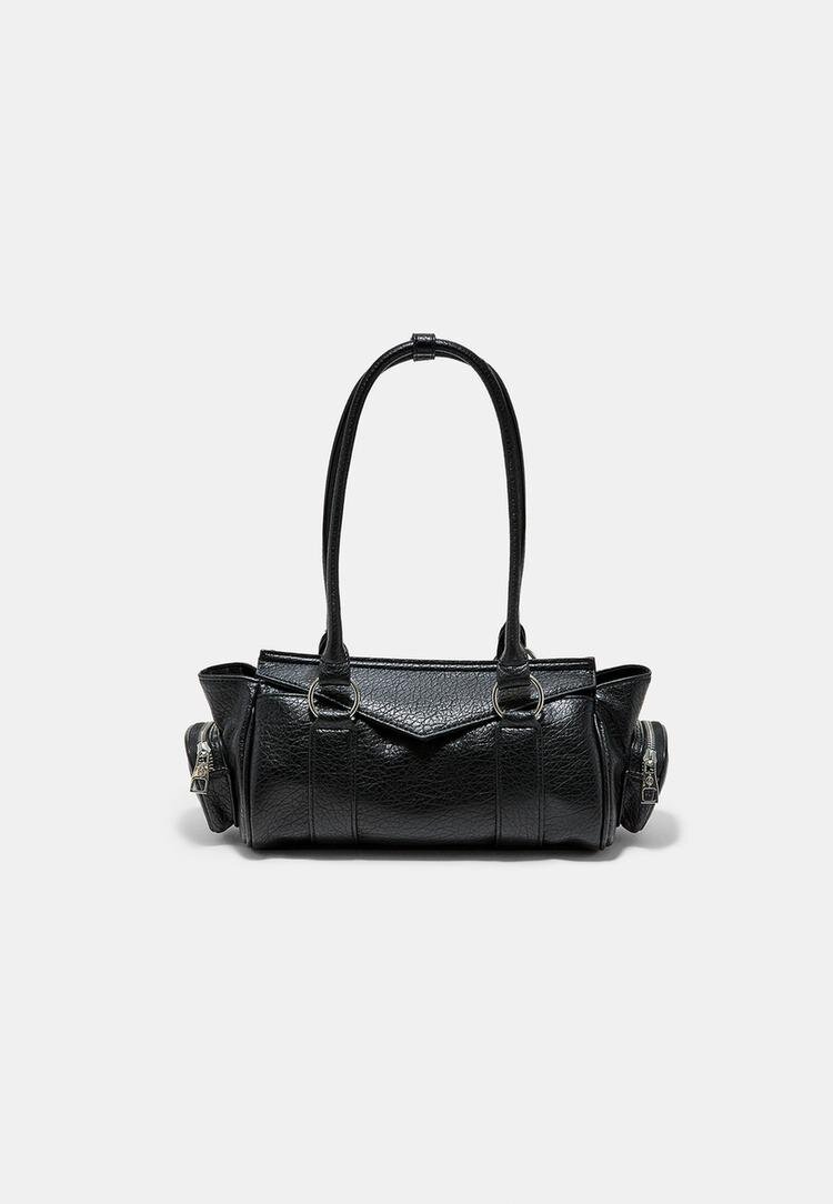 Stradivarius Geantă De Umăr Alungită Cu Buzunare Negru Os
