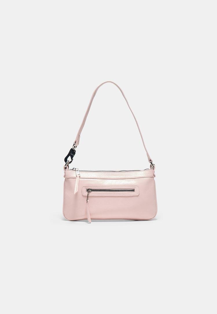 Stradivarius Geantă De Umăr Cu Carabină Roz Pastel Os