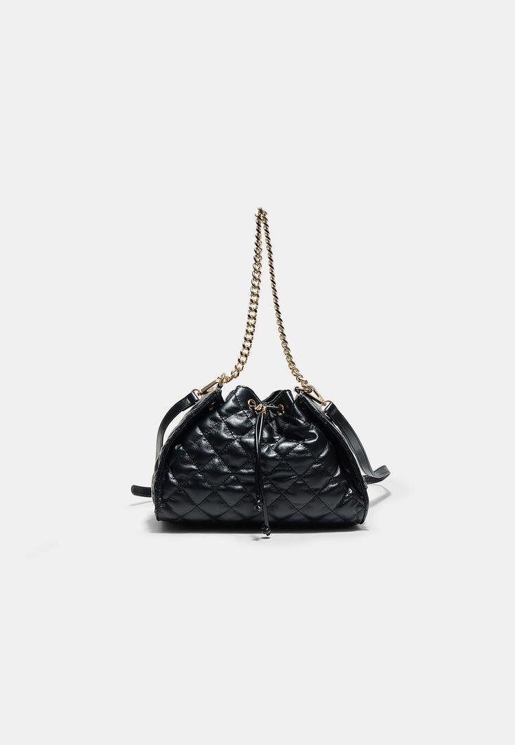 Stradivarius Geantă De Umăr Matlasată Încrețită Negru Os