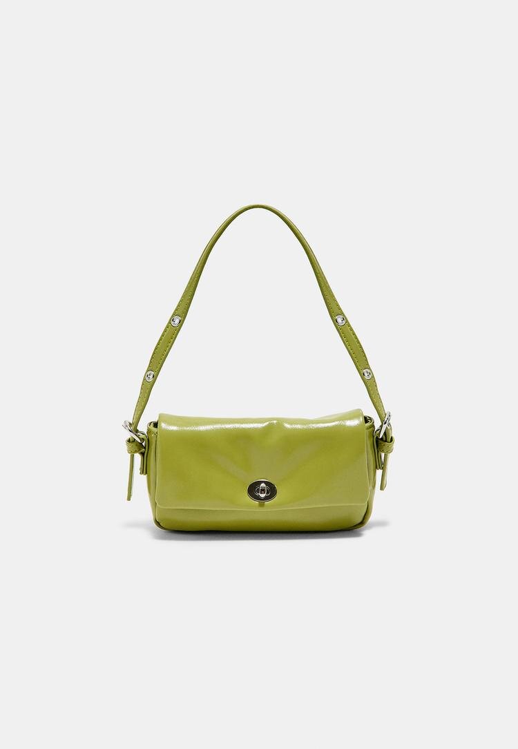 Stradivarius Geantă De Umăr Mini Cu Aspect Șifonat Verde Fistic Os