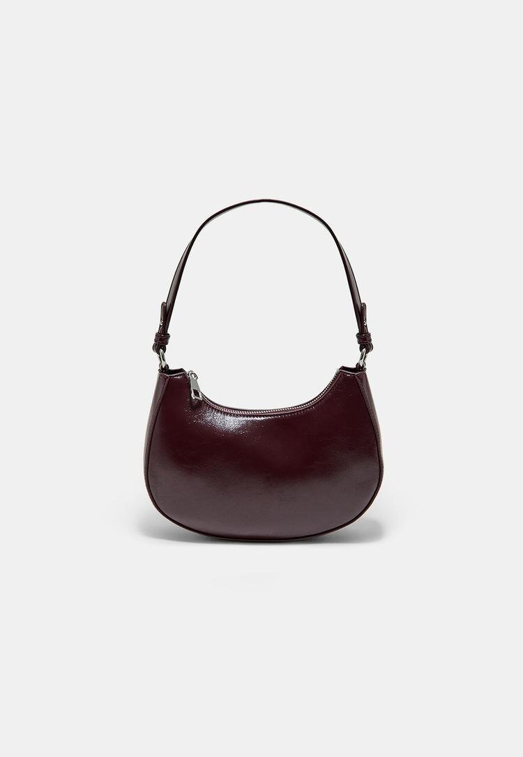 Stradivarius Geantă De Umăr Semilună Cu Lanț Grena M