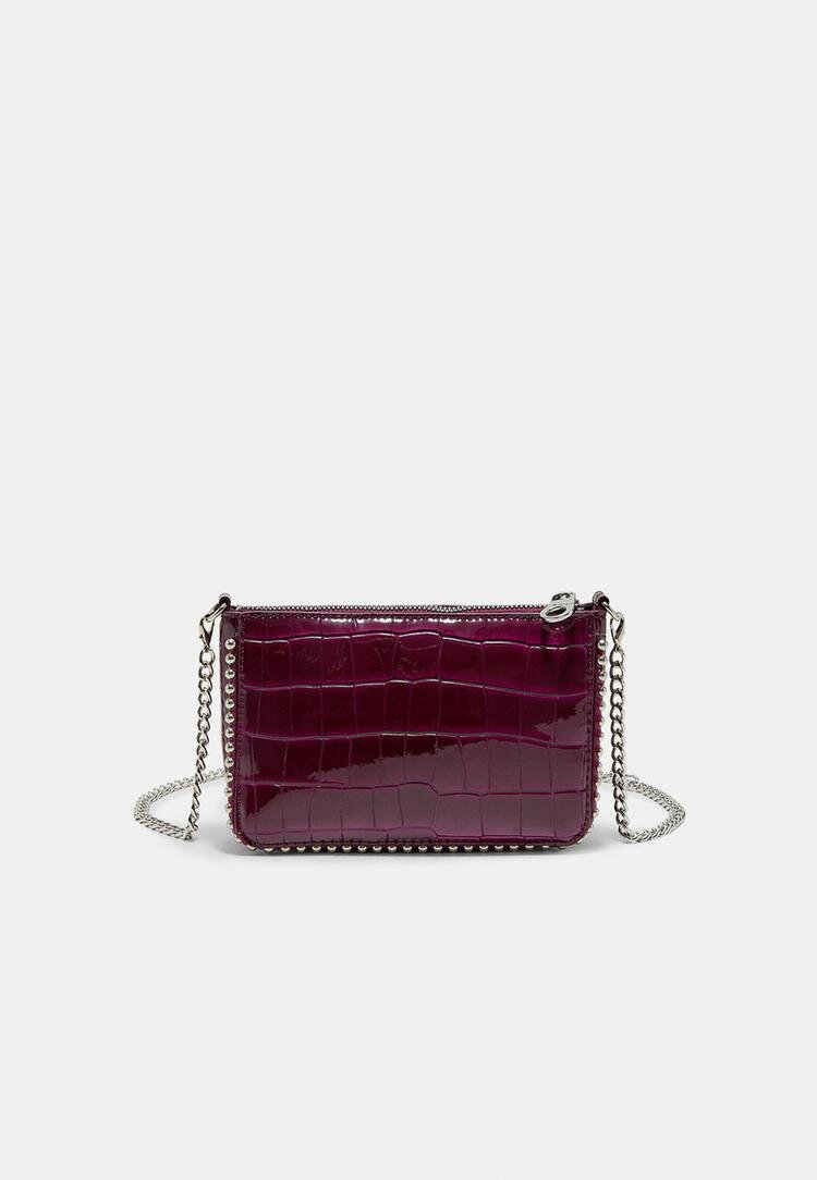 Stradivarius Geantă Mini Cu Presaj Piele De Crocodil Fucsia Os