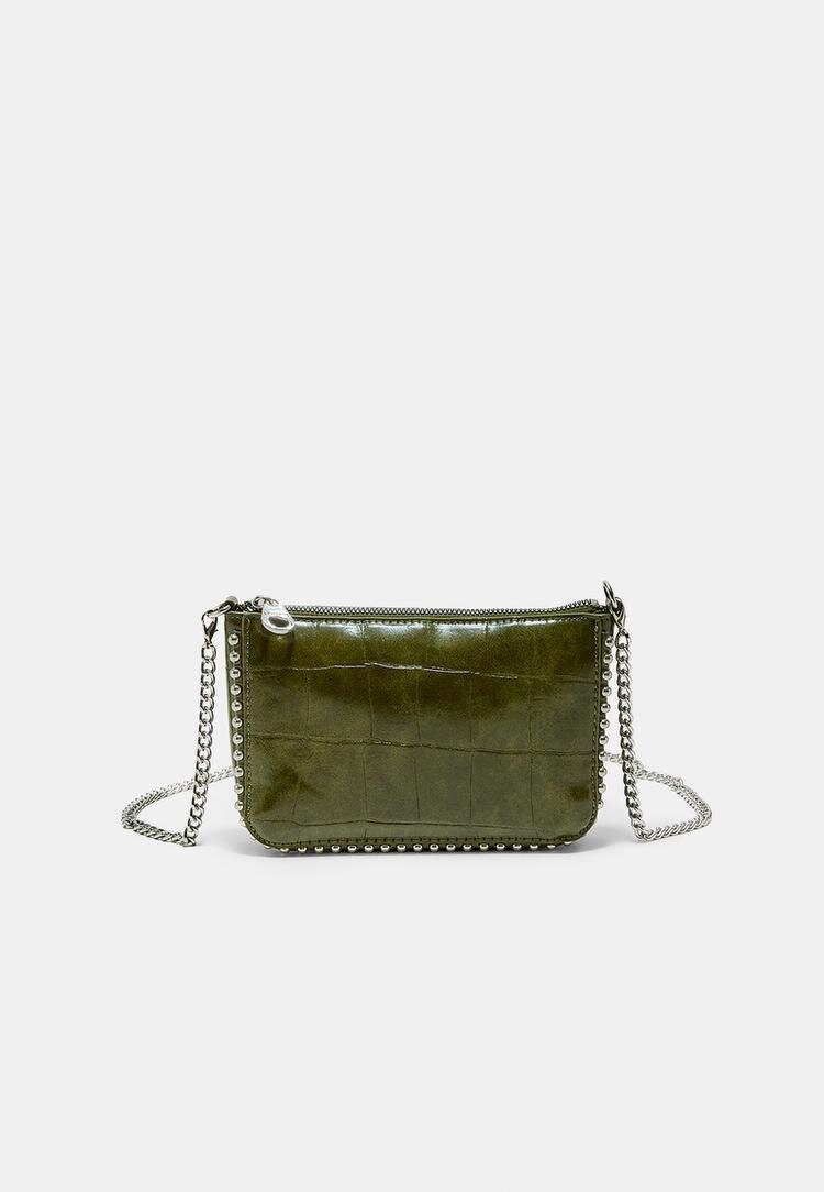 Stradivarius Geantă Mini Cu Ținte Și Efect De Crocodil Kaki Os