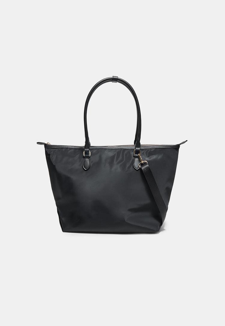 Stradivarius Geantă Shopper Combinată Cu Curea De Umăr Negru Os