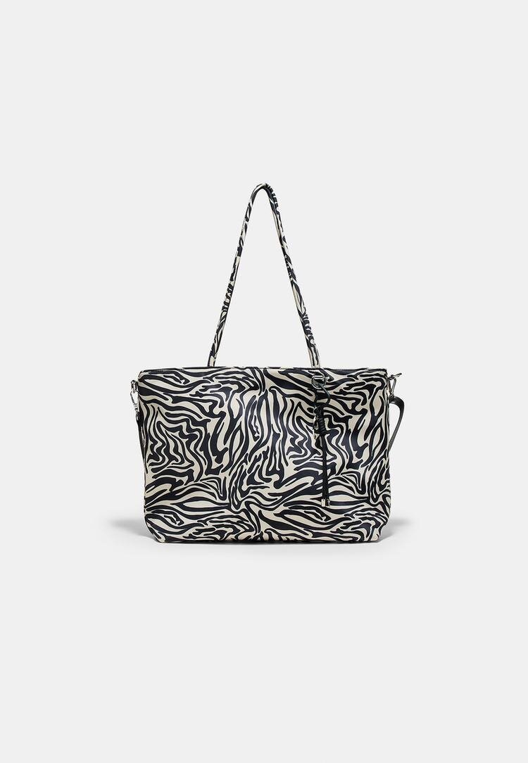 Stradivarius Geantă Shopper Cu Charm Ecru Os