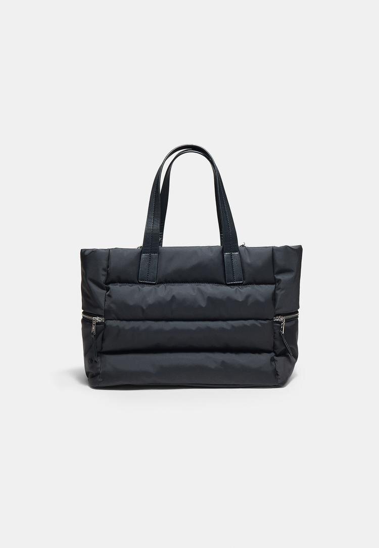 Stradivarius Geantă Shopper De Umăr Matlasată Negru Os