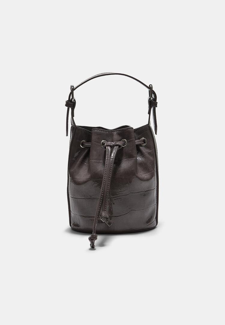 Stradivarius Geantă Tip Bombonieră Cu Efect De Piele De Crocodil Gri Marengo Os