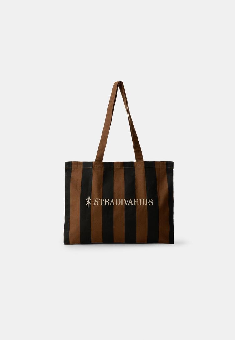 Stradivarius Geantă Tip It Bag Cu Dungi Maro Os