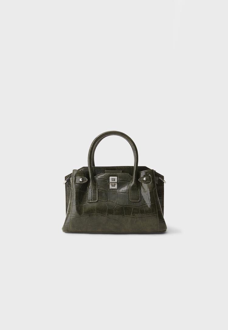 Stradivarius Geantă Tip Tote Cu Închizătoare Kaki Os