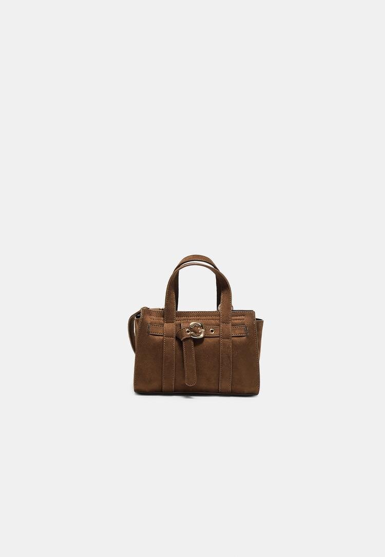 Stradivarius Geantă Tote Mini Cu Cataramă Maro Os