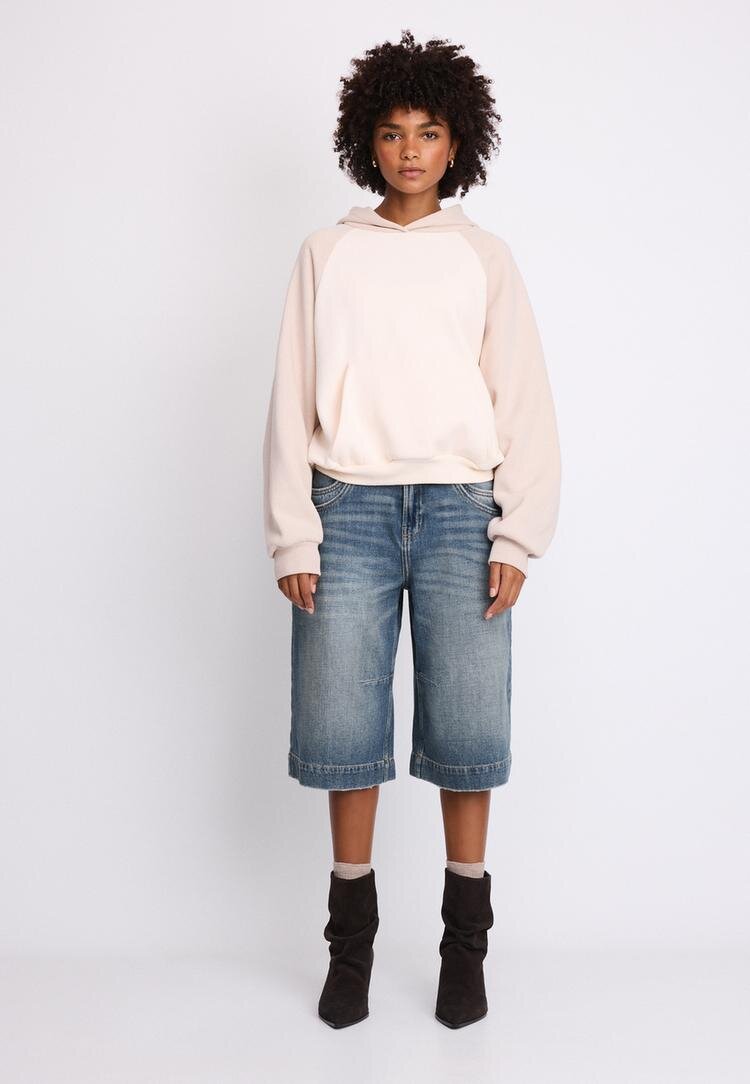 Stradivarius Hanorac Cu Mânecă Raglan Și Contrast Piatră L