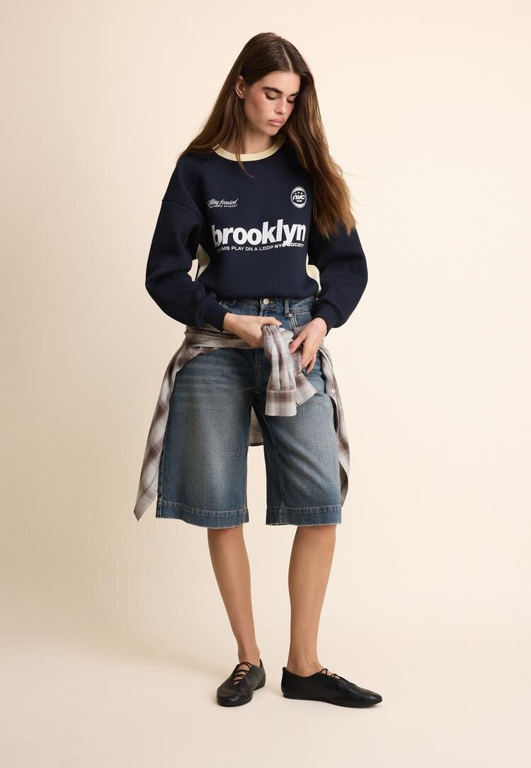 Stradivarius Hanorac Guler Contrast Marine M