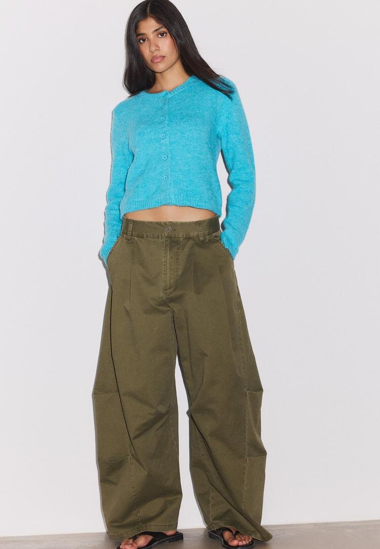 Stradivarius Jachetă Din Tricot Cu Nasturi Turcoaz Xs