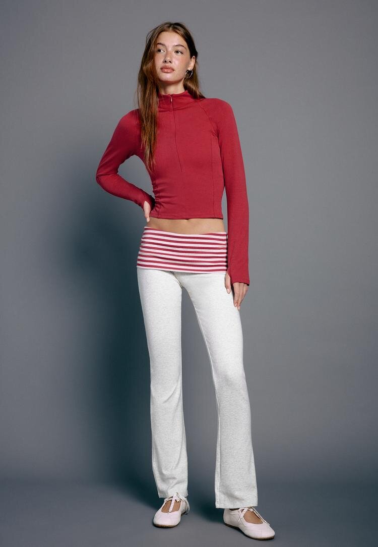 Stradivarius Legging Evazat Cu Talie Întoarsă Gri Melanj S