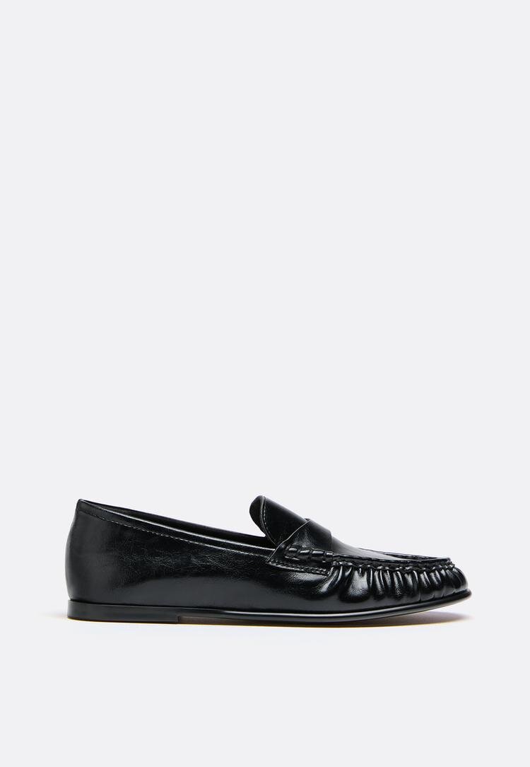 Stradivarius Mocasini Flexibili Din Imitație De Piele Negri Negru 41