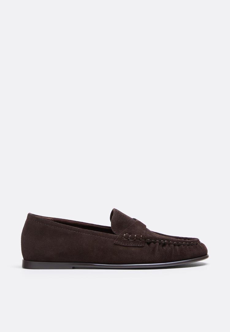 Stradivarius Mocasini Flexibili Din Piele Maro Maro 37