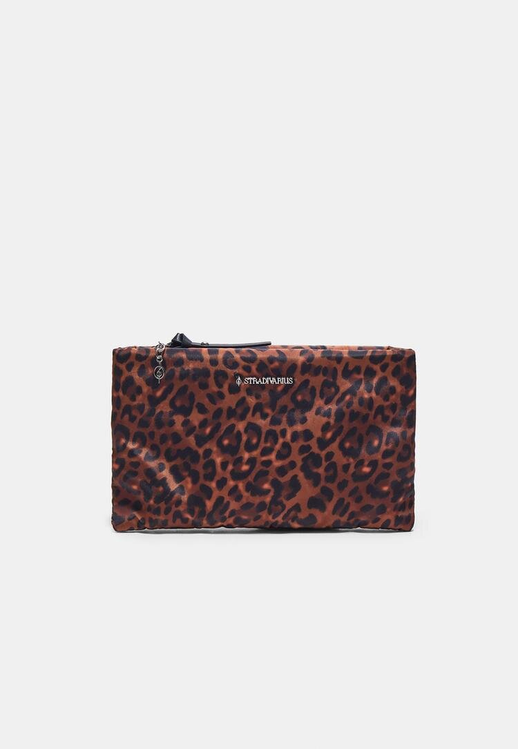 Stradivarius Neseser Plat Cu Imprimeu Leopard Maro Os