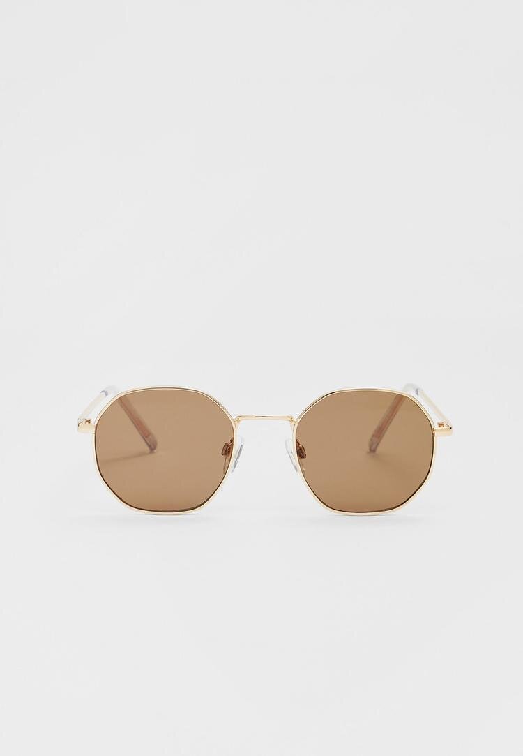 Stradivarius Ochelari Metalici Hexagonali Maro Os