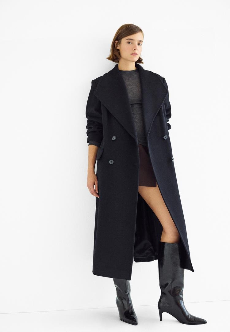 Stradivarius Palton Lung Din Stofă Marine L