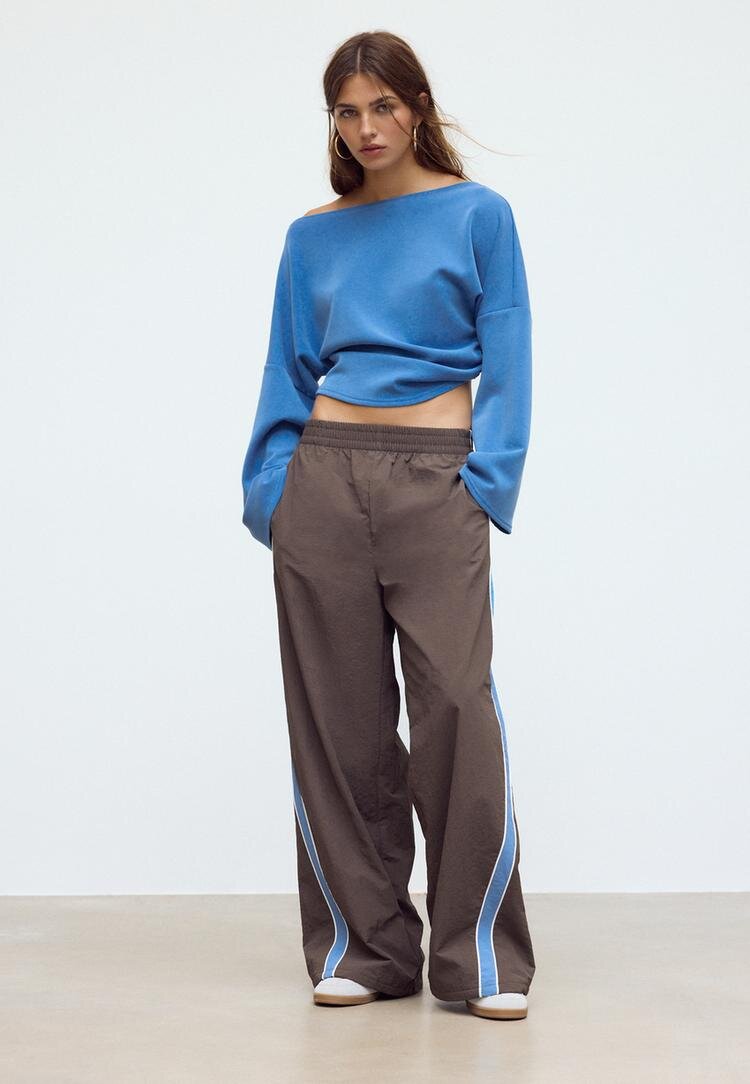 Stradivarius Pantalon Tehnic Din Polar Maro Xl