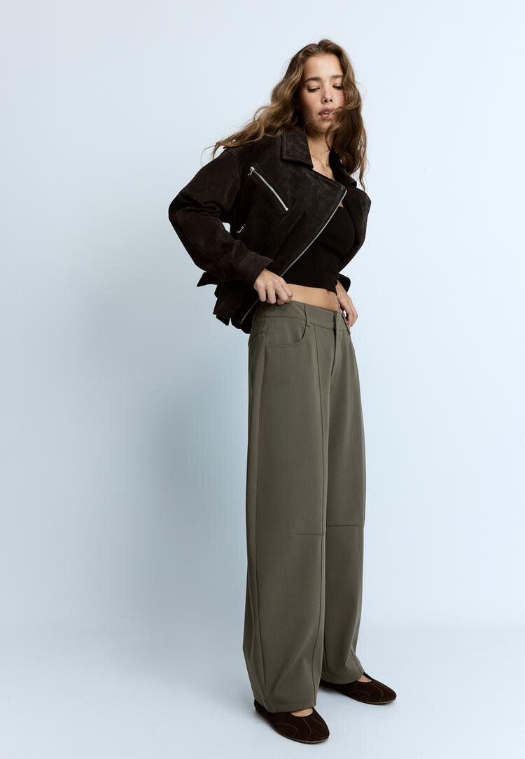 Stradivarius Pantaloni Barrel Eleganți Maro 40