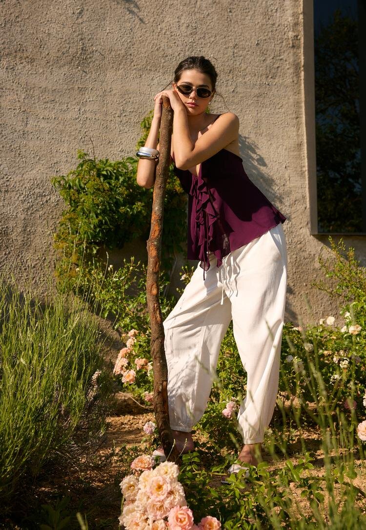 Stradivarius Pantaloni Bufant Cu Efect De In Alb M
